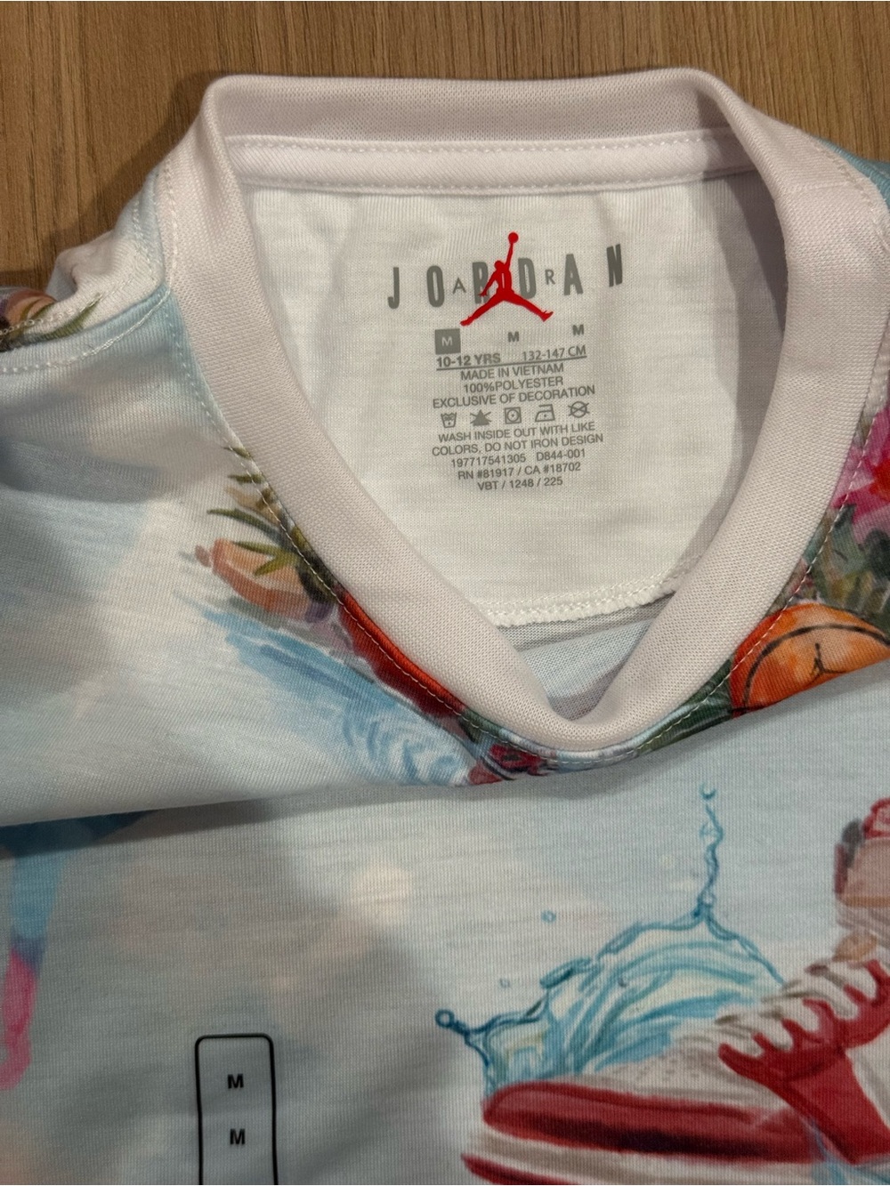 Jordan Kids Light Blue Tropical Graphic Tee with Pink & Red Accents - Picture 3 of 3